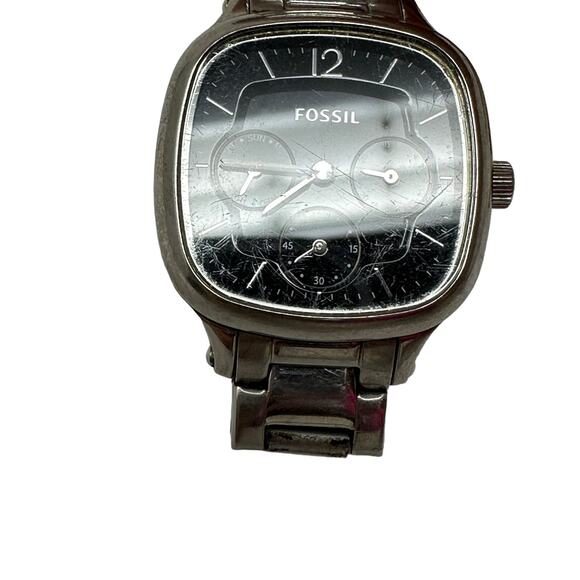 Fossil Watch ES2854 Womens Watch Black Silver Tone Stainless Steel *Untested - Picture 3 of 6